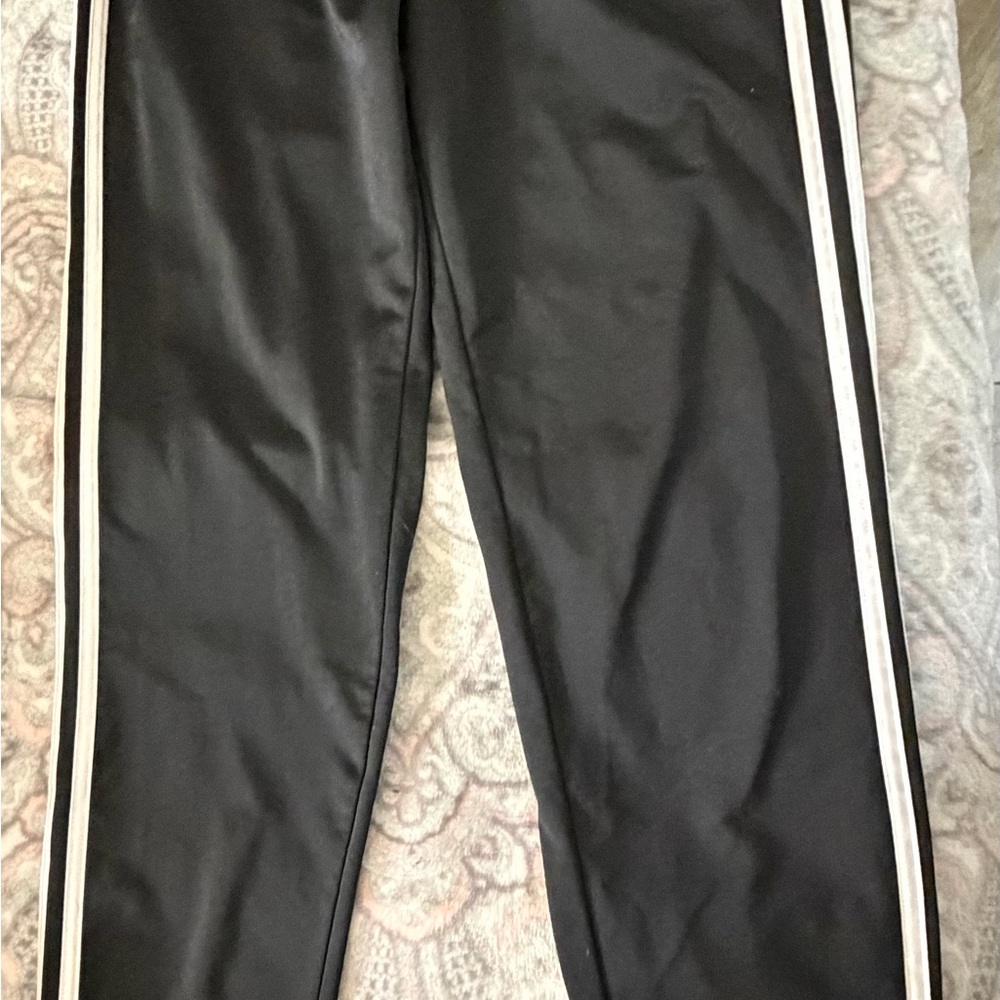 adidas Kids Black Joggers with White Stripes